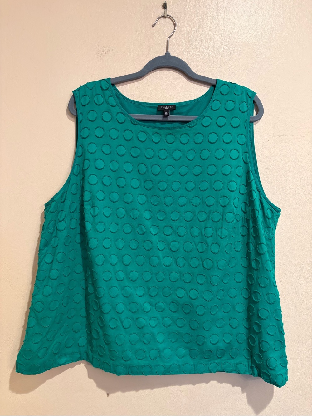 Talbots Pine Green Dotted Textured Tank, Round Neck, Woman’s 20W